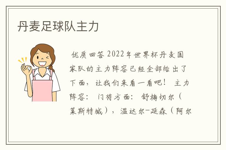 丹麦足球队主力