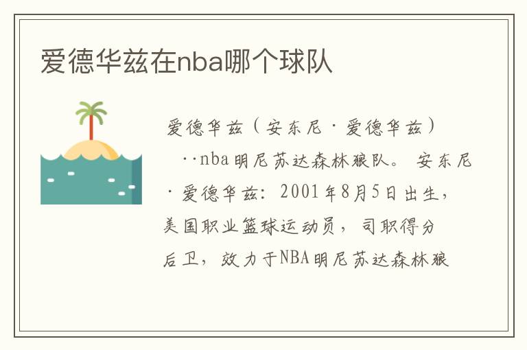 爱德华兹在nba哪个球队