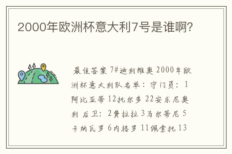 2000年欧洲杯意大利7号是谁啊?