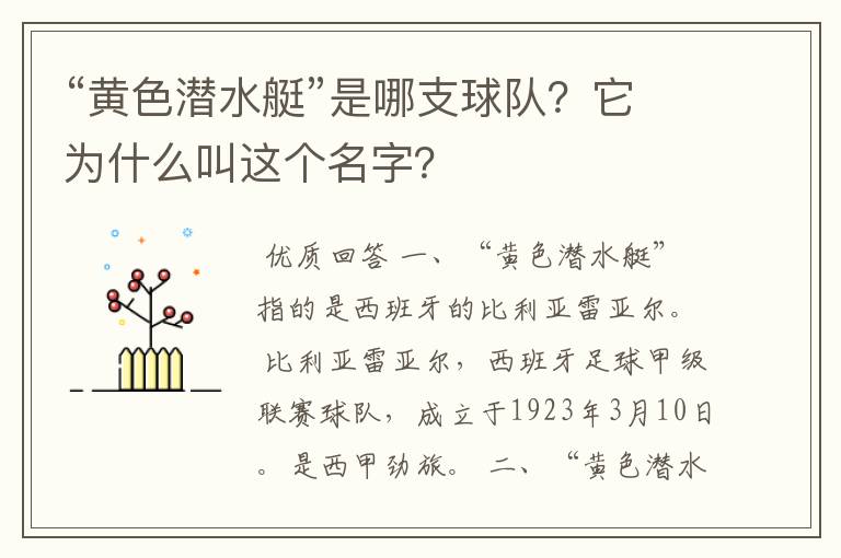 “黄色潜水艇”是哪支球队?它为什么叫这个名字?