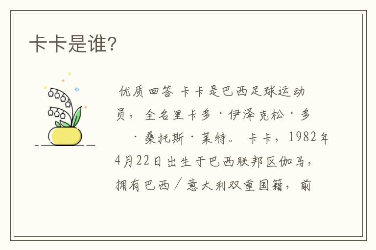卡卡是谁?