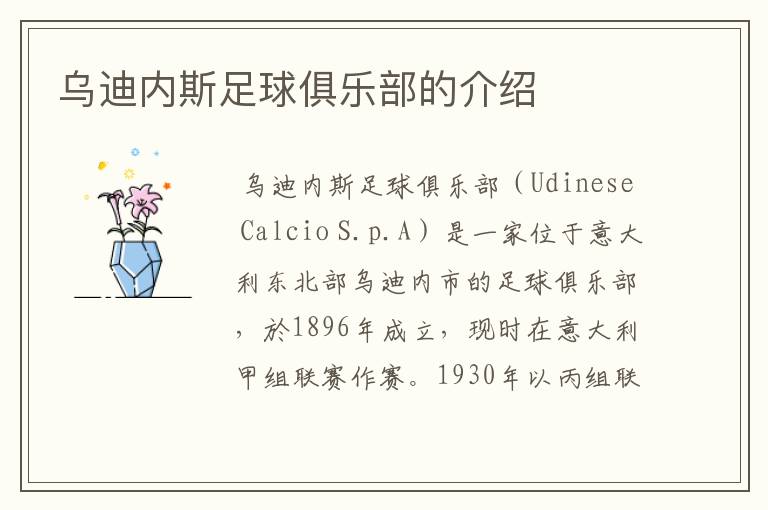 乌迪内斯足球俱乐部的介绍