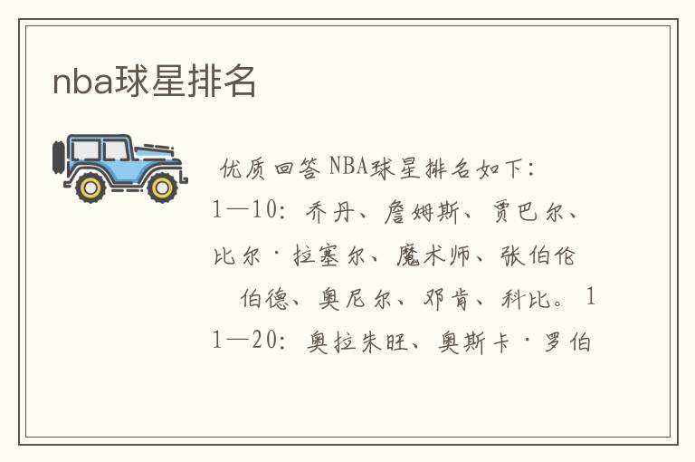 nba球星排名