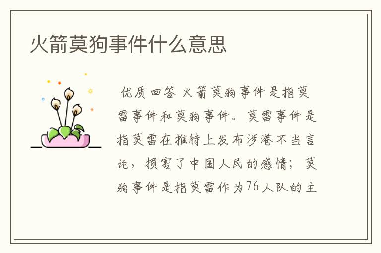 火箭莫狗事件什么意思