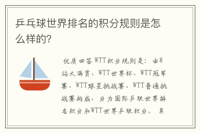 乒乓球世界排名的积分规则是怎么样的?
