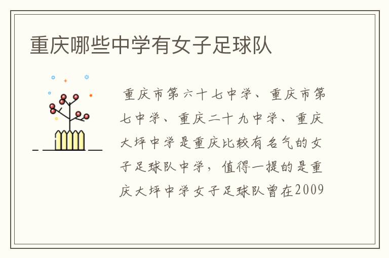 重庆哪些中学有女子足球队
