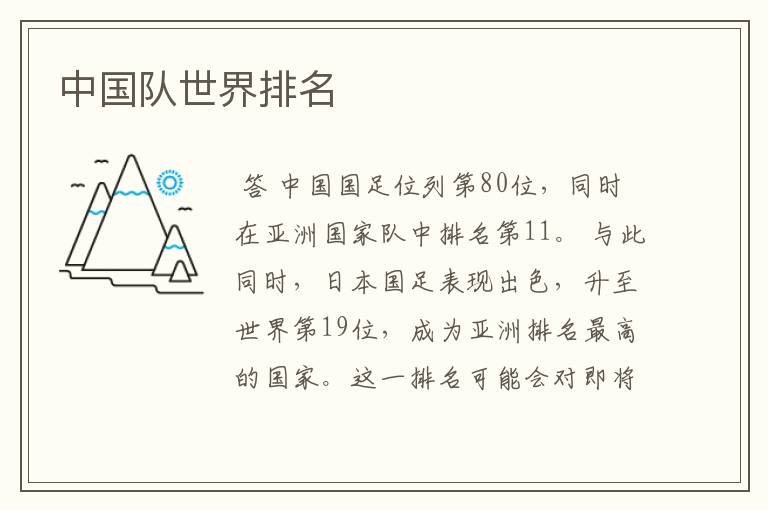 中国队世界排名