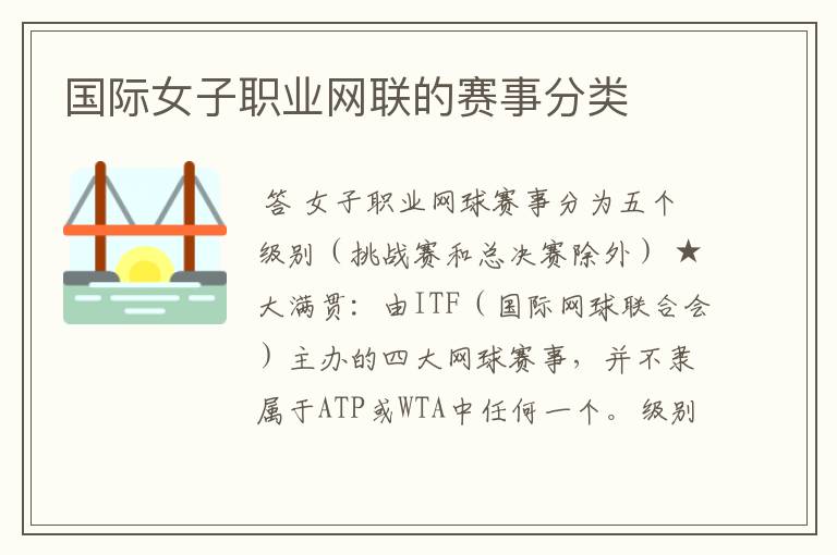 国际女子职业网联的赛事分类