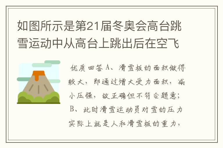 如图所示是第21届冬奥会高台跳雪运动中从高台上跳出后在空飞行时的情景,下列相关的叙述中,不正确的是(
