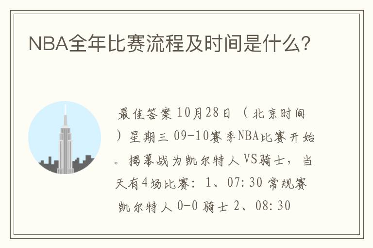 NBA全年比赛流程及时间是什么?