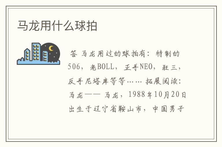 马龙用什么球拍