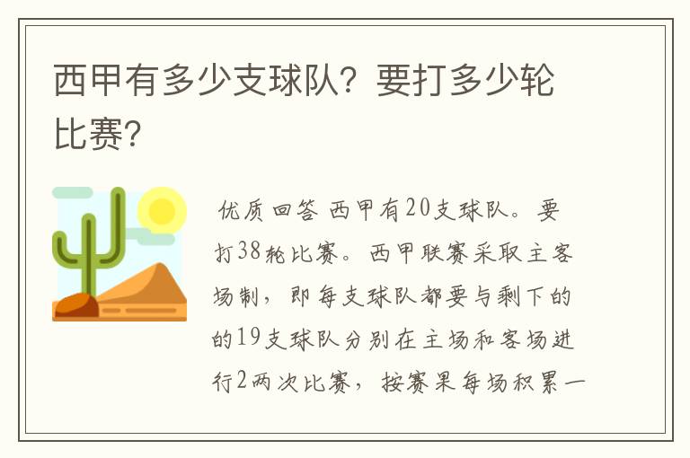 西甲有多少支球队?要打多少轮比赛?