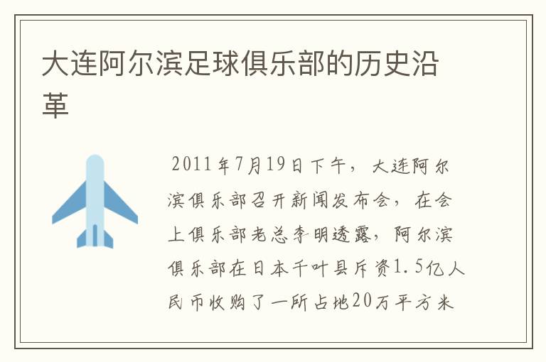 大连阿尔滨足球俱乐部的历史沿革