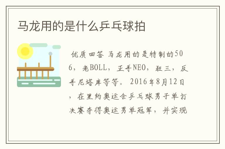 马龙用的是什么乒乓球拍