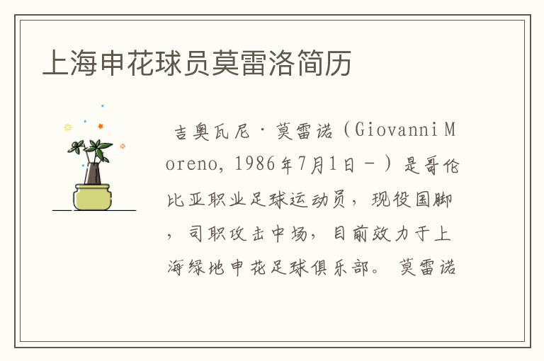 上海申花球员莫雷洛简历