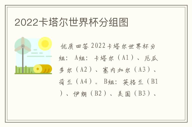 2022卡塔尔世界杯分组图