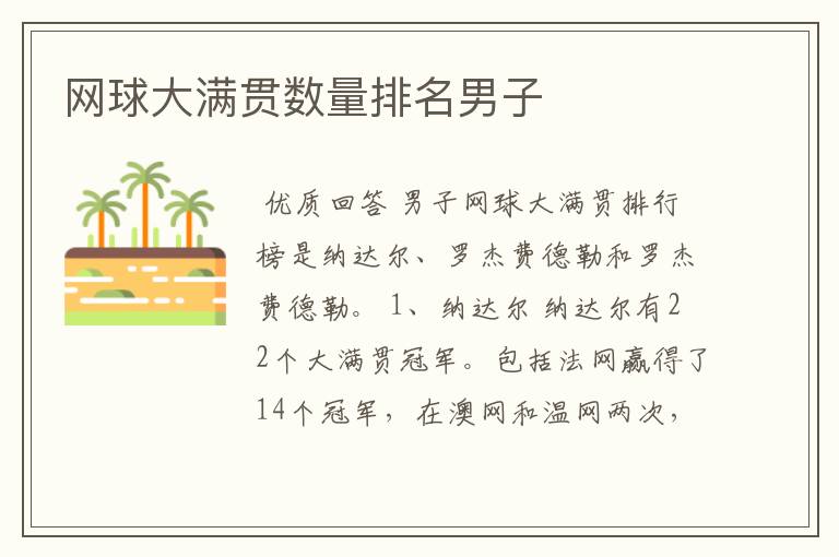 网球大满贯数量排名男子