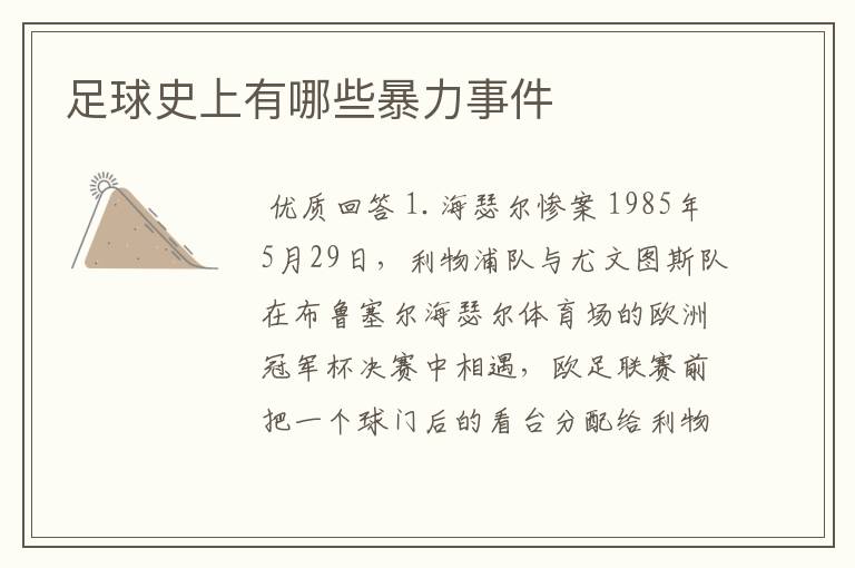 足球史上有哪些暴力事件