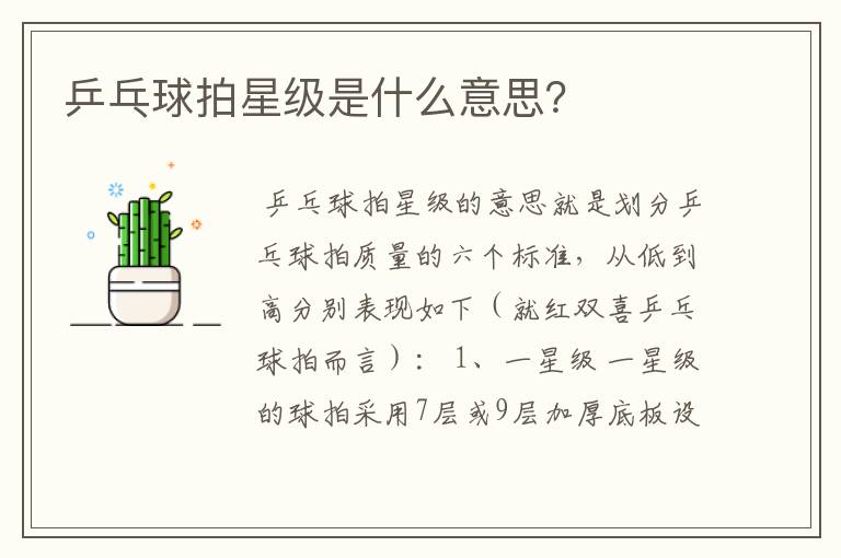乒乓球拍星级是什么意思?