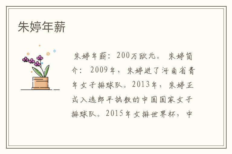 朱婷年薪