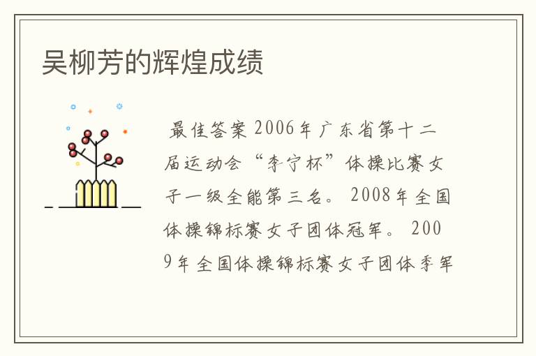 吴柳芳的辉煌成绩
