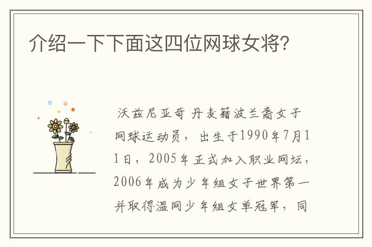 介绍一下下面这四位网球女将?
