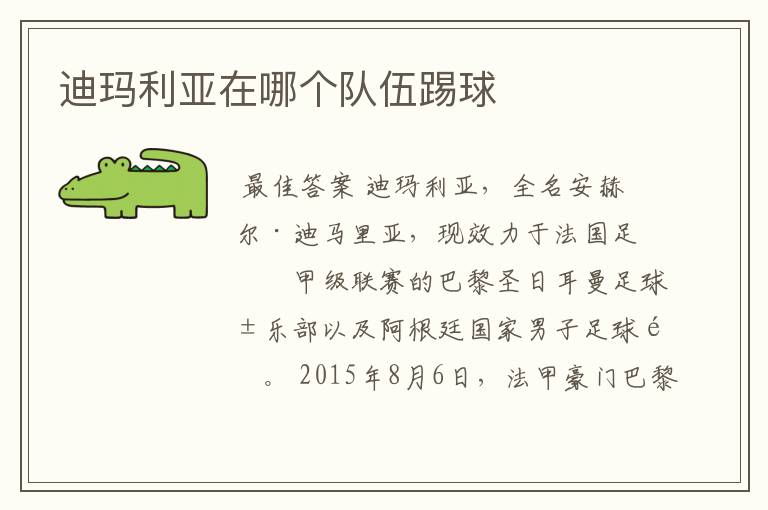 迪玛利亚在哪个队伍踢球