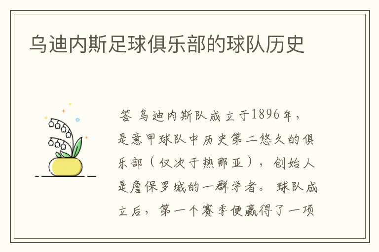 乌迪内斯足球俱乐部的球队历史