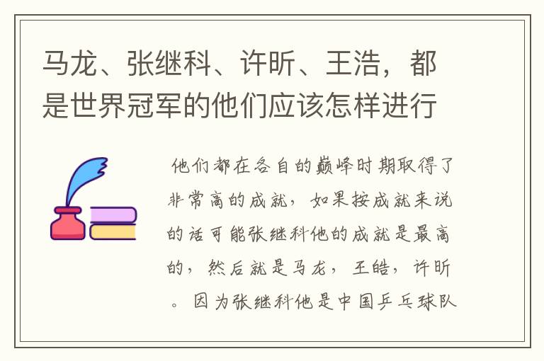 马龙、张继科、许昕、王浩,都是世界冠军的他们应该怎样进行实力上的排序?