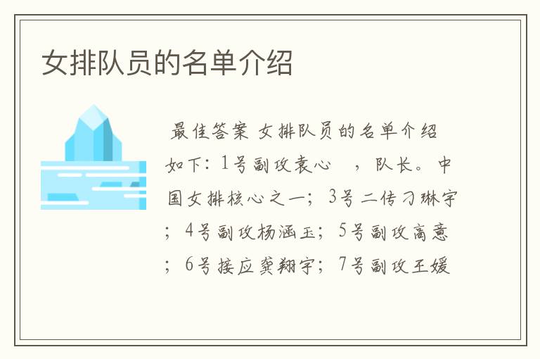 女排队员的名单介绍