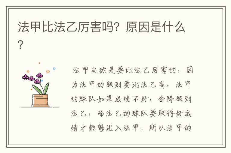 法甲比法乙厉害吗?原因是什么?