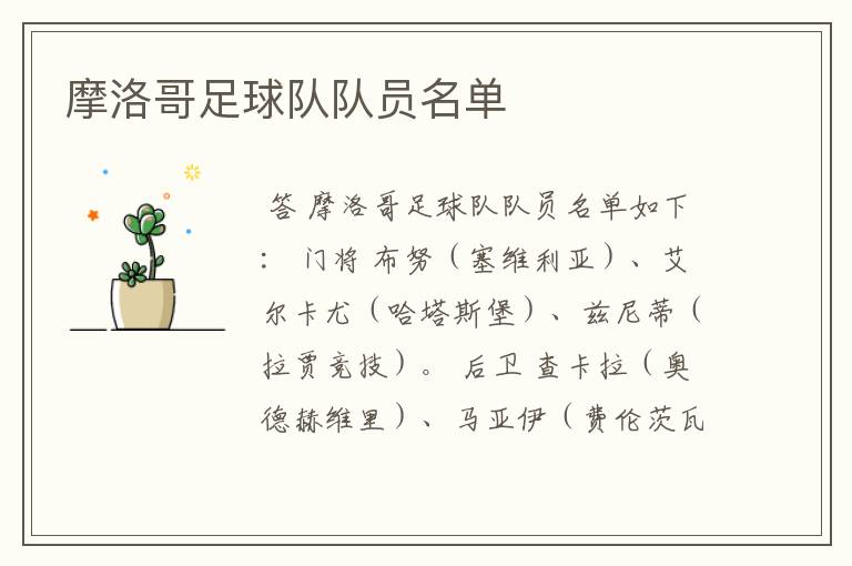 摩洛哥足球队队员名单