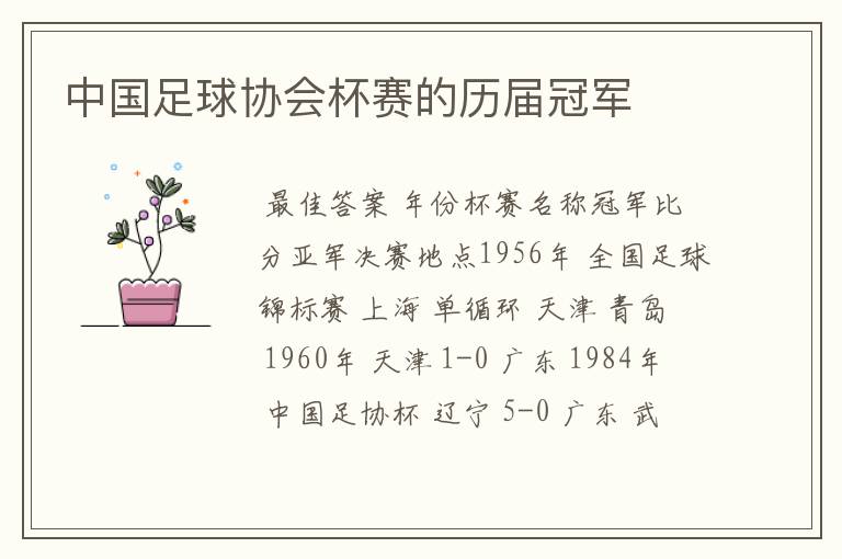 中国足球协会杯赛的历届冠军
