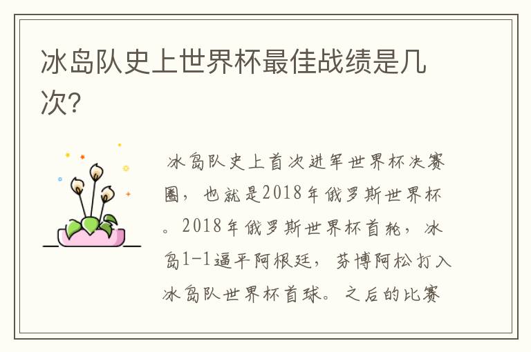 冰岛队史上世界杯最佳战绩是几次?