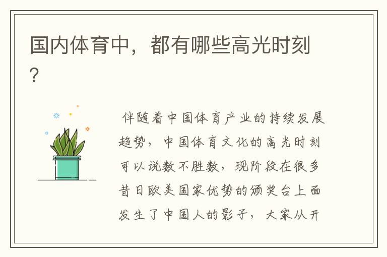 国内体育中,都有哪些高光时刻?