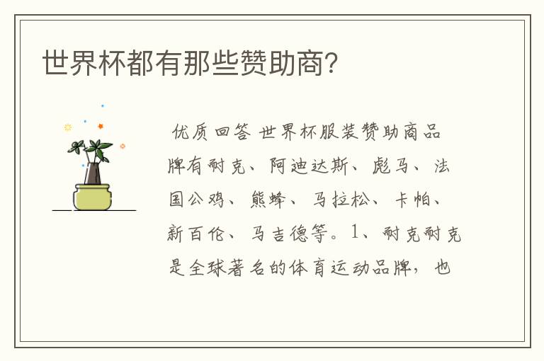 世界杯都有那些赞助商?