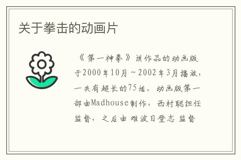 关于拳击的动画片