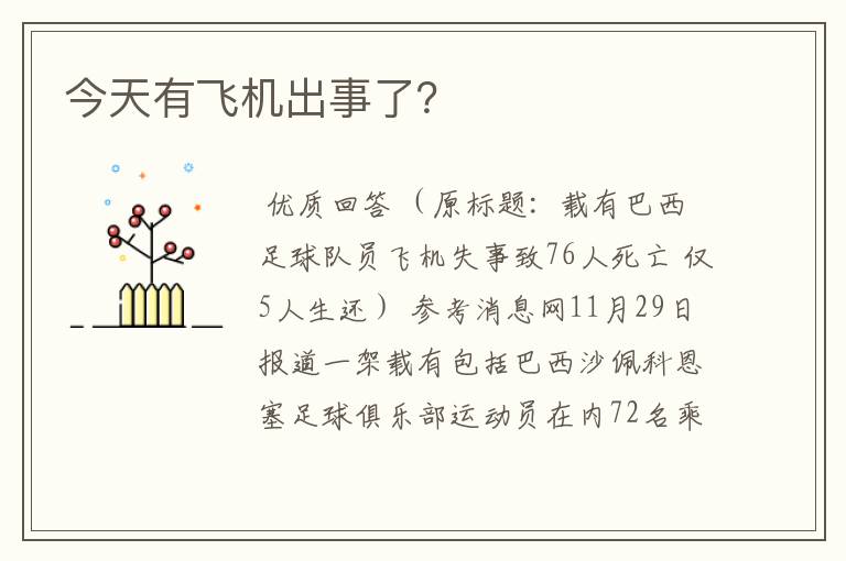 今天有飞机出事了?