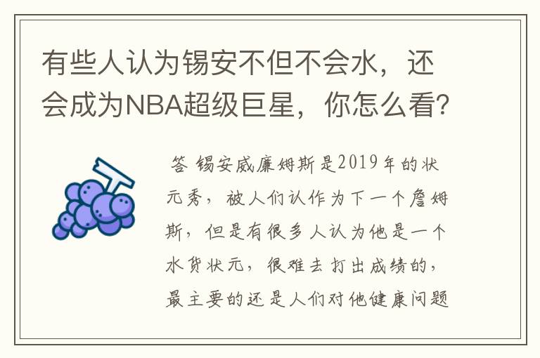 有些人认为锡安不但不会水,还会成为NBA超级巨星,你怎么看?