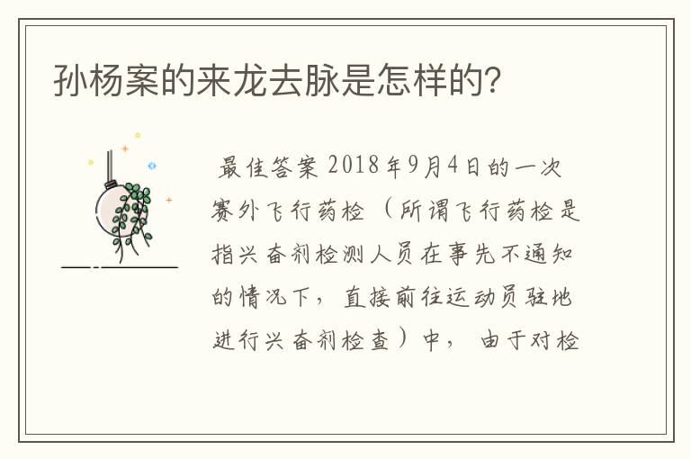 孙杨案的来龙去脉是怎样的?