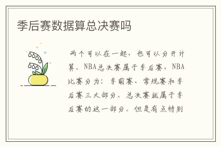 季后赛数据算总决赛吗