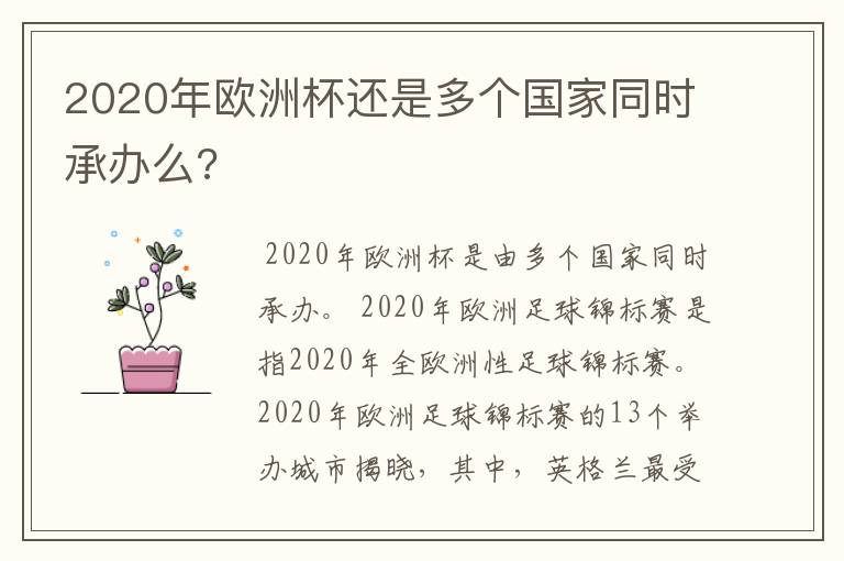 2020年欧洲杯还是多个国家同时承办么?