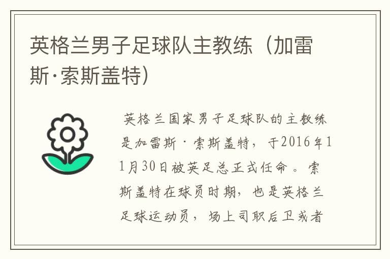 英格兰男子足球队主教练(加雷斯·索斯盖特)