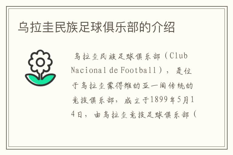 乌拉圭民族足球俱乐部的介绍
