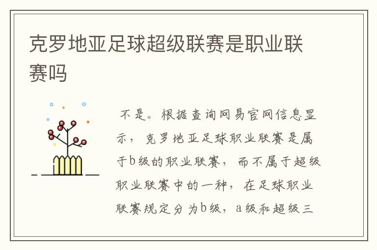 克罗地亚足球超级联赛是职业联赛吗