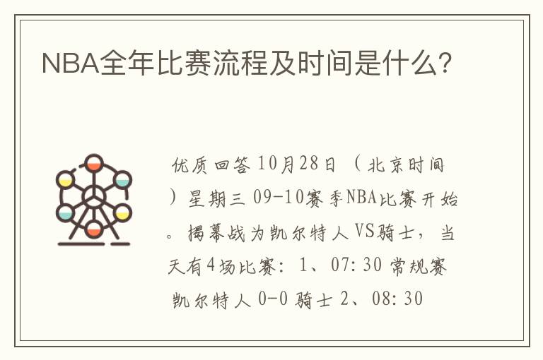 NBA全年比赛流程及时间是什么?