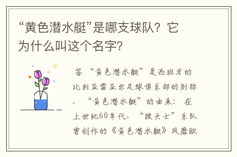 “黄色潜水艇”是哪支球队?它为什么叫这个名字?