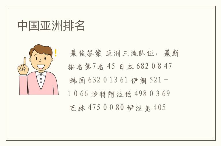 中国亚洲排名