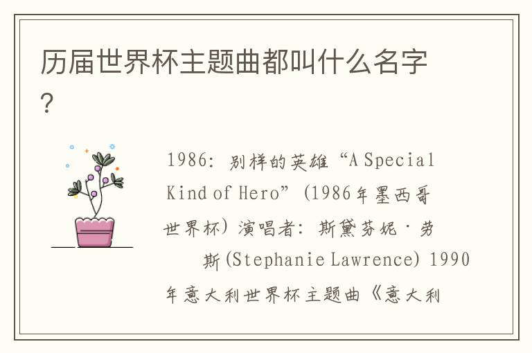 历届世界杯主题曲都叫什么名字?