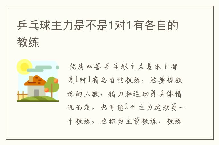 乒乓球主力是不是1对1有各自的教练